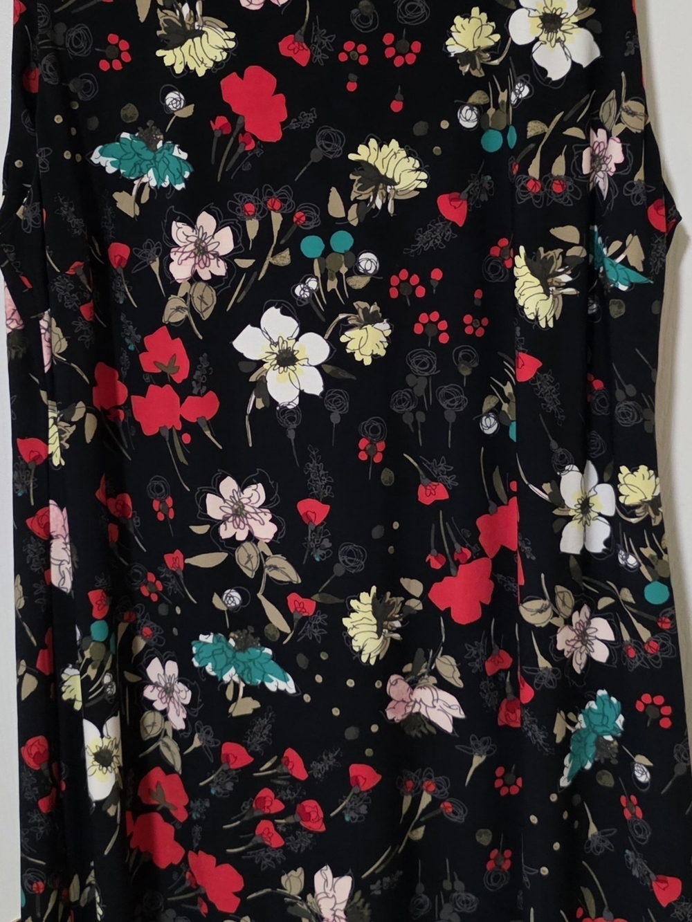 Tommy Hilfiger Black Maxi Skirt with Red, Teal & Cream Floral Print